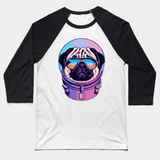 Pug 80s 90s Astronaut Dog Lover Puppy Baseball T-Shirt